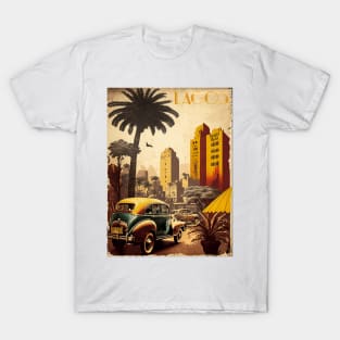 Lagos Nigeria Vintage Travel Art Poster T-Shirt